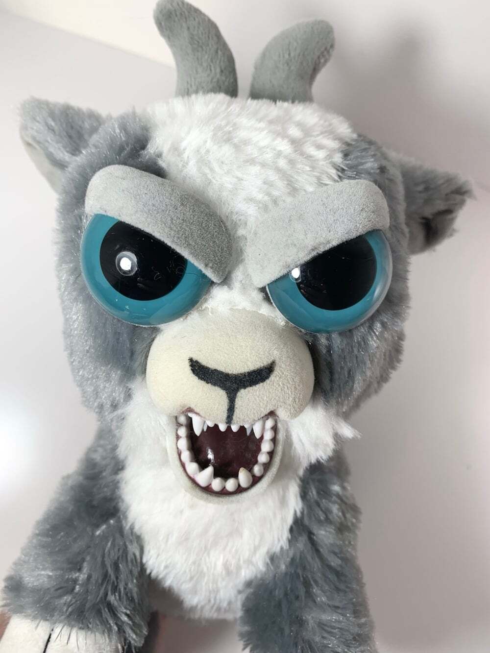 Feisty Pets Junkyard Jeff Gray Goat Plush Stuffed Animal Happy to Angry